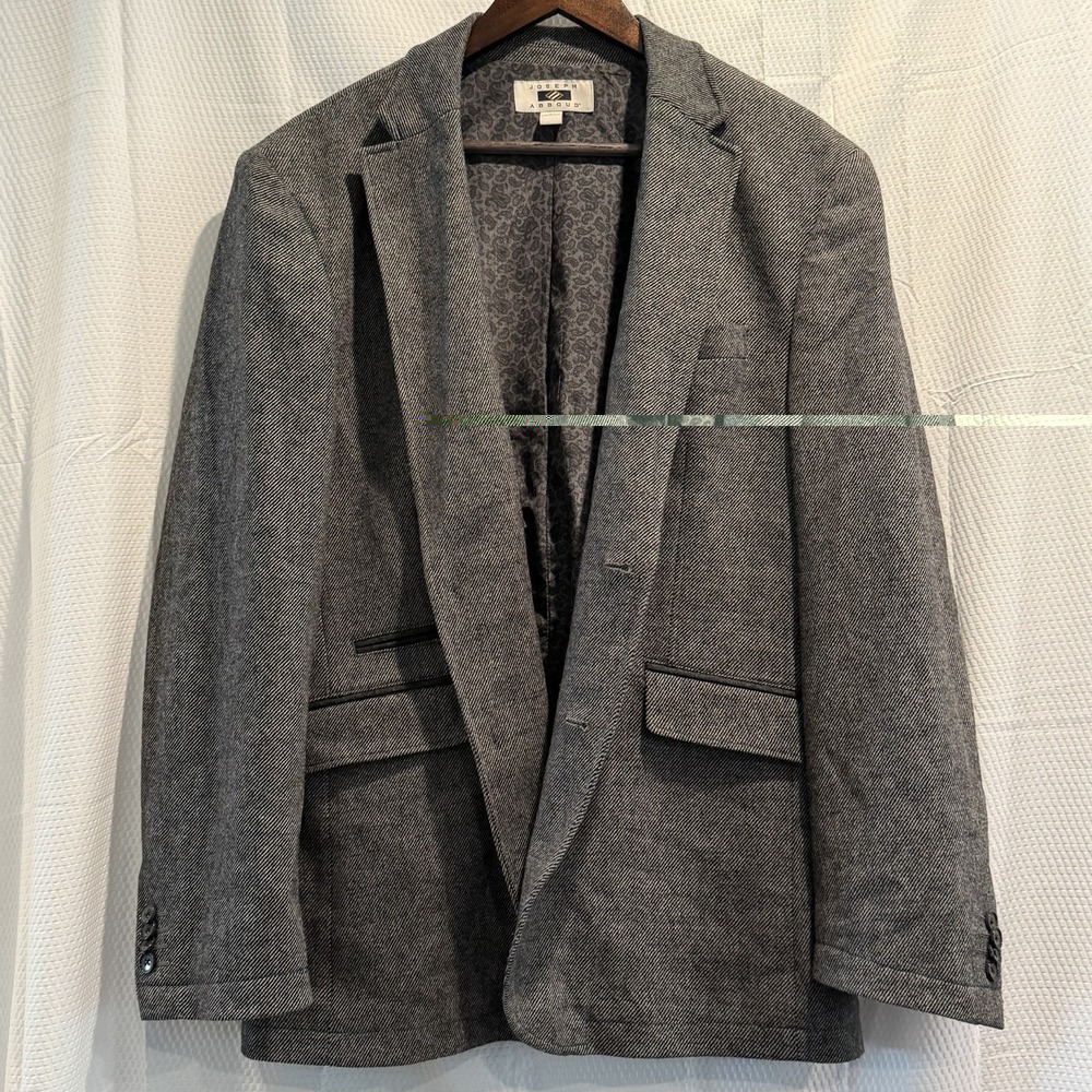 Joseph Abboud Wool Blend Blazer Jacket Mens L Diagonal Striped 4 Button GUC